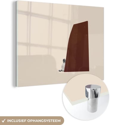 MuchoWow® Glasschilderij 120x90 cm - Schilderij acrylglas - Vintage - Pastel - Jongen - Foto op glas - Schilderijen