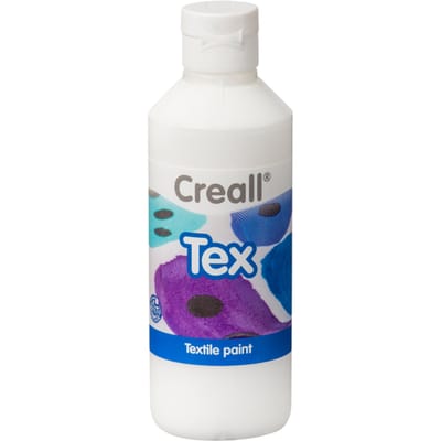 Creall Tex - Textiel- & Stoffenverf - Wit - 250ml - Machine wasbaar na fixatie - Voor T-shirts, jeans, schoenen, stoffen tassen, meubels en auto-interieurs/hemelbekleding - Gemaakt in NL - Glutenvrij