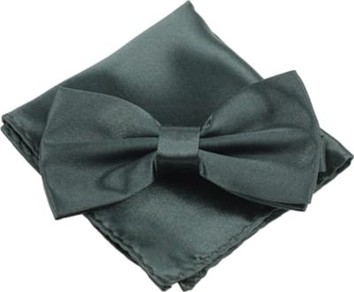 Fako Fashion - Vlinderstrik Inclusief Pochette - Vlinderdas - Strikje - Pochet - Donkergrijs