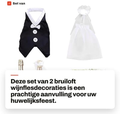 Dailygoods- Wijnflesdecoratie 2 Stuks - Bruiloft Tafeldecoratie - Huwelijkscadeaus - Wijnfleshoes - Polyester/Tule - Inclusief 12 Stickers - Flesdecoratie
