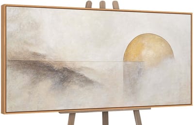 Canvas schilderij handgeschilderd horizon line abstract – YS-Art Gallery – Luxe wanddecoratie voor woonkamer – Modern schilderij voor slaapkamer en hal