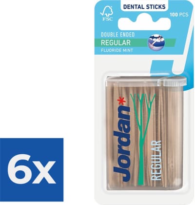 Jordan Tandenstokers - Regular - 100 stuks - Voordeelverpakking 6 stuks
