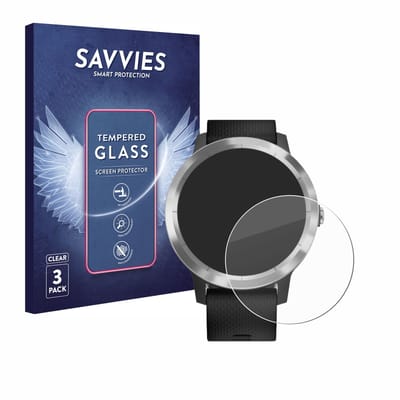Savvies - Glas Screenprotector voor Garmin Vivoactive 3 / Forerunner 45 / Approach S40 - Gehard Beschermglas 9H 3 Stuks