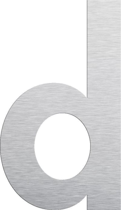Huisnummer 15 cm - Letter d - RVS mat geborsteld