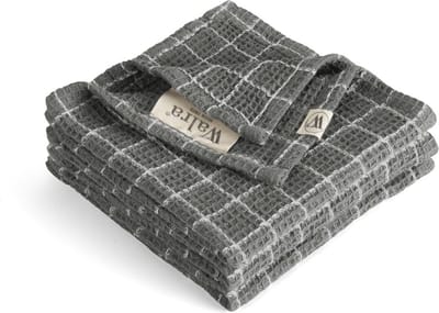 Walra Vaatdoek Katoen - Dry with Cubes - 3x 30x30 - Off Black