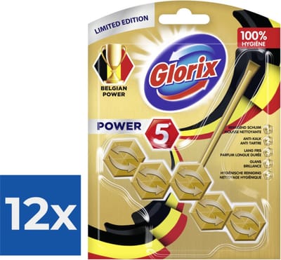 Glorix - Power 5 - Toiletblok - Gold & Fresh - Limited Edition - Langdurige Frisheid - Voordeelverpakking 12 stuks