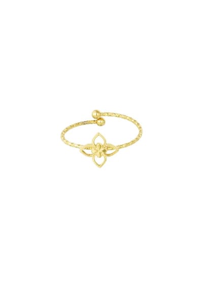 Minimalistische ring Klaver - Bloem - Geluk - Waterproof - Goudkleur RVS/Stainless Steel