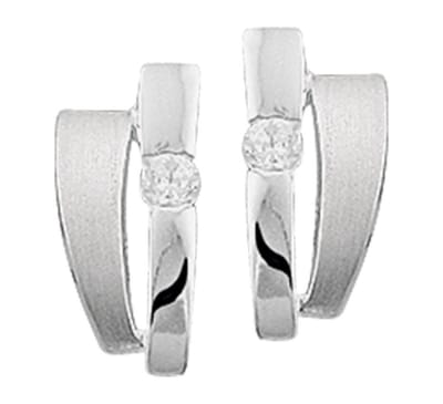 The Jewelry Collection Oorknoppen Zirkonia Poli/mat - Zilver Gerhodineerd