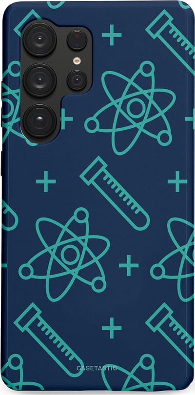 Casetastic hoesje geschikt voor Samsung Galaxy S25 Ultra - Dubbellaagse bescherming - Atomen Creaties - Fashion Case - Donkerblauw Turquoise