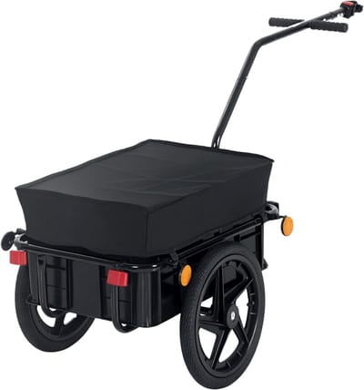 Aurixi® Fietskar Bagage - Fietskar Max 40 kg Laadvermogen - Fietsaanhanger - Fietskarren – Aanhangwagen - Zwart - 144cm x 59cm x 80cm
