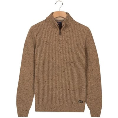 Baileys Trui Half Zip Front Structure Knit Mushroom / male