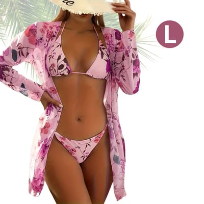 Livano Bikini Dames - Meisjes Bikini - Badpak - Push Up - Vrouwen Badkleding - Zwemmen - Sexy Set - Top & Broekje - Roze - Maat L