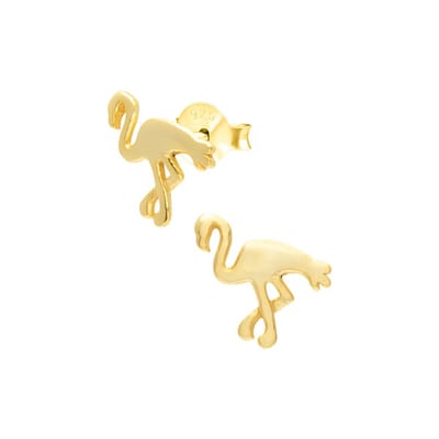 WeLoveSilver oorbellen - zilver - flamingo design - gold plated