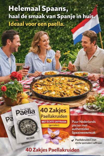 40 Zakjes Paellakruiden met Échte Saffraan  100% Natuurlijk, ZONDER zout of toevoegingen  Het geheim voor de perfecte Valenciaanse Paella!