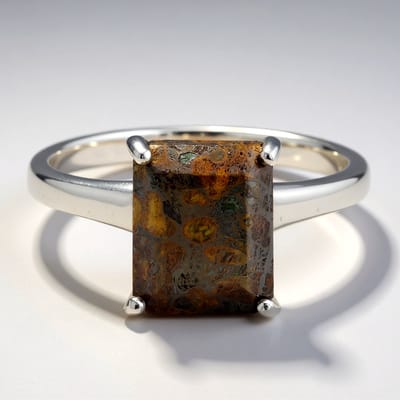 Cavill - Zilveren ring met dinosaurus kwarts 2,42 ct - 925 Sterling zilver - Achthoekige natuursteen ring - Unieke zilveren sieraden dames