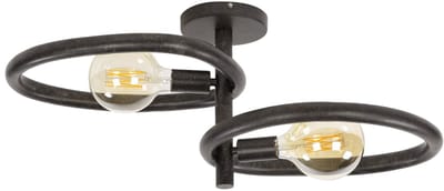 Giga Meubel Plafondlamp Pebble - Zwart Metaal - 2-Lichts - 33x73x31cm