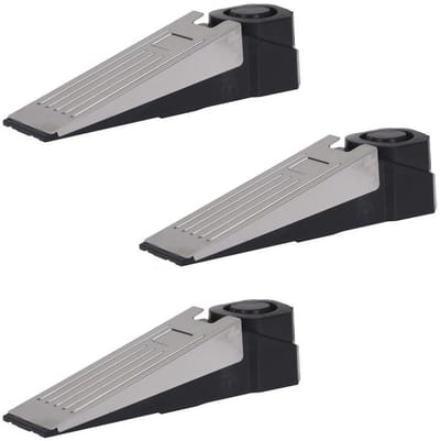 3x Zwarte anti inbraak deurstoppers/deurwiggen met alarm 16 cm - 100 dB - Huisbeveiliging - Beveiligingsysteem - Anti-inbraak alarmen - Deurstoppers/deurwiggen
