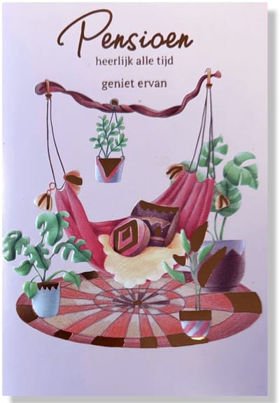 Met Pensioen! Hartelijk Gefeliciteerd - Pensioen Wenskaart - 12x17cm - Gevouwen kaart inclusief envelop - Pensioen / Stoppen met werken