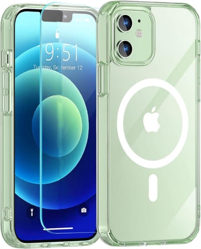 Xtabarya Hoesje Geschikt voor iPhone 12 Magnetic met HaloLock ring inclusief screenprotector van hoge kwaliteit transparat