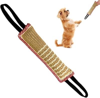 Hondentrekker Speelgoed - Touwtrekken Hond Trainingsspeelgoed - Interactief Spelen - Dubbel Gestikt Jute - 32 x 8 cm - Bruin