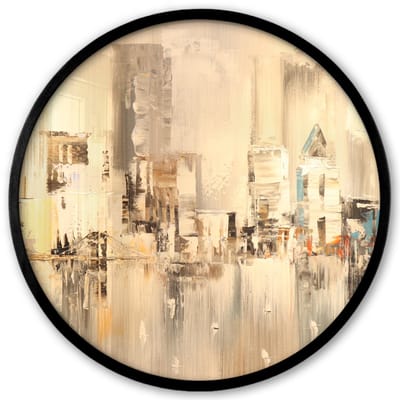 Poster in lijst Rond - Fotolijst 40x40 cm - Posters - Schilderij - Olieverf - Abstract - Skyline - Ronde posterlijst zwart - Decoratie - Wanddecoratie woonkamer - Muurdecoratie slaapkamer