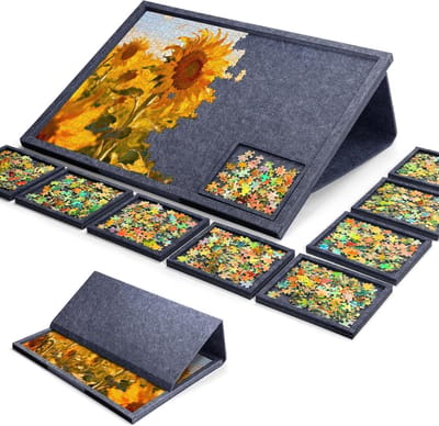 Vilten puzzelplank - Puzzelbord met standaard - Puzzels organiseren - Kantelbaar 2-in-1 design - Tot 1000 stukjes - Grijs