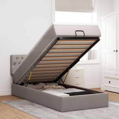 vidaXL - Ottoman - bed - met - matras - 90x190cm - stof - taupe