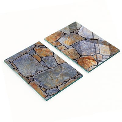 Decoratieve serveerplanken van glas in steenvorm, 2x40x52 cm