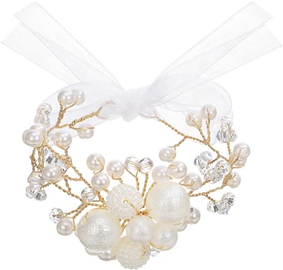 Dailygoods- Bloem Armband Bruidsmeisje - Kunstbloemen - Witte Stenen - Lichtgewicht - Comfortabel - Elegante Afwerking