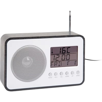 Karlsson Wekker Fm Radio - Zwart - 19.2x6.6x12.5cm - Scandinavisch - Wekker voor slaapkamer - Wekkers