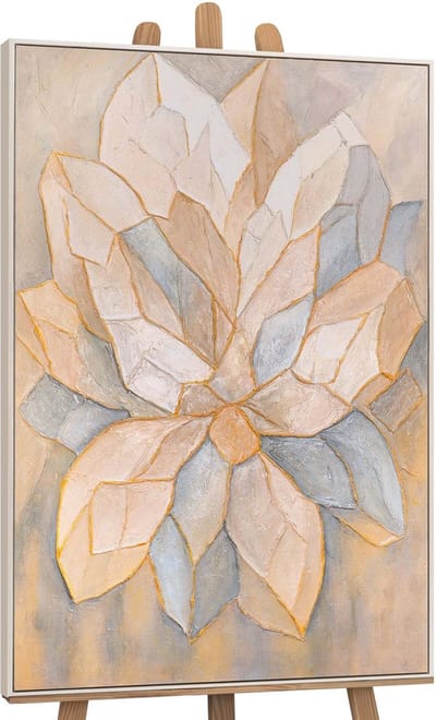 Canvas schilderij handgeschilderd facets of petals abstract – YS-Art Gallery – Luxe wanddecoratie voor woonkamer – Modern schilderij voor slaapkamer en hal