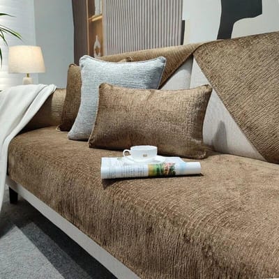 Licht Luxe Chenille Bankovertrek voor Woonkamer Effen Kleur Bankkussen L-Vormige Bankovertrek Antislip Bankleuning Armleuning 70x70cm 1pcs