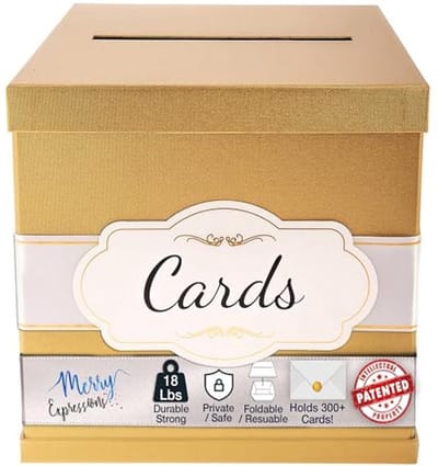 Elegante Grote Trouwkaartdoos voor Feestelijke Gelegenheden - 25x25 cm met Satijnen Lint