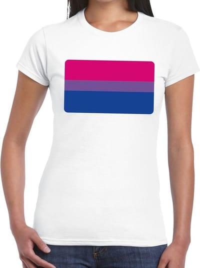 Gay pride biseksual vlag t-shirt wit shirt met vlag in Bi kleuren voor dames - gaypride/LHBT kleding XS