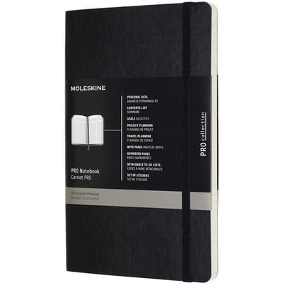 Moleskine PRO Cahier Noir PROPFNTB3SBK, Couverture Souple, Grand, noir