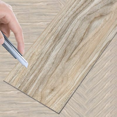 ACXIN 18 Stuks PVC Vinyl Vloer 2,5 m² Zelfklevend Vloerplanken Houtlook Keuken / Woonkamer / Balkon – Licht hout