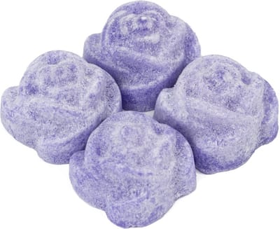 Organza zakje met 4x amberblokje roos ´Lavender´
