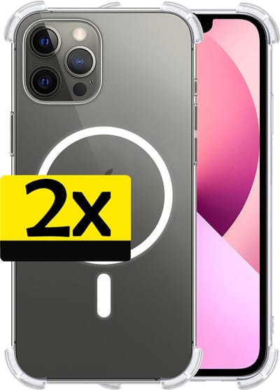 Hoesje - 2 Stuks - Geschikt voor Apple iPhone 13 Pro - Magsafe Compatible - Sterk & Shockproof - Back Cover - Shock Proof Case - Telefoon Hoes - Telefoonhoesjes - Transparant
