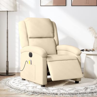 vidaXL - Massagestoel - elektrisch - verstelbaar - stof - crèmekleurig