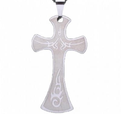 Rvs kruis -koord ketting - zilverkleur- 45 cm-Charme Bijoux