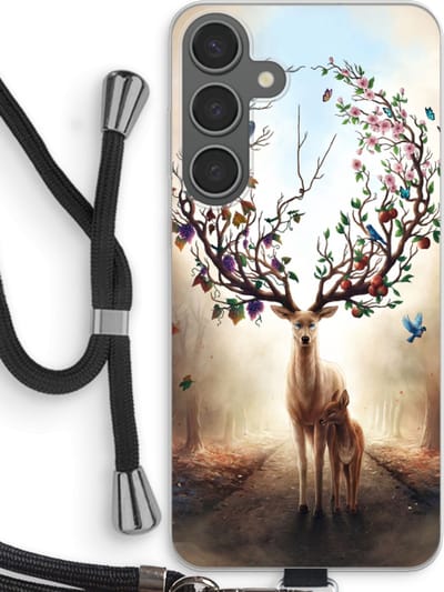 Case Company® - Hoesje met koord geschikt voor Samsung Galaxy S24 Plus hoesje met Koord - Seasons Change - Telefoonhoesje met Zwart Koord - Bescherming aan alle Kanten en Over de Schermrand