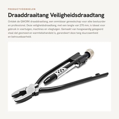 Dailygoods- Draadtang 270 mm - Veiligheidsdraadtang - Gesmeed Gelegeerd Staal - Automatische Veerterugstelling - Conische Bekken - Voor Back-uptoepassingen - Tang