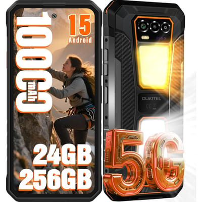OUKITEL WP58 PRO 5G Mobiele Telefoon 24GB+256GB 6.7  Display 64MP 10000mAh Android 15 Smartphone oranje