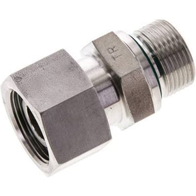 16S & M22x1.5 RVS Rechte Draaidoorvoer Buitendraad 400bar FKM O-ring en Afdichtconus Verstelbaar ISO 8434-1