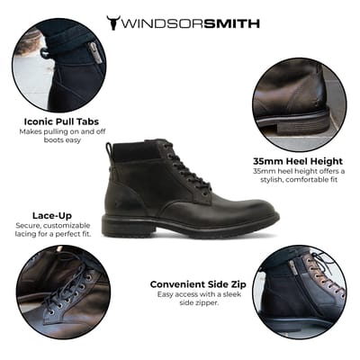 Windsorsmith Zwart Leren Chelsea Enkellaarzen - Sergio