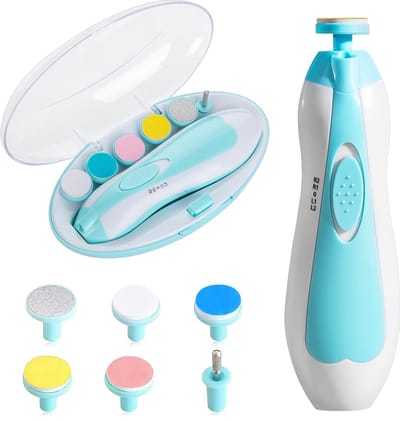 Baby Nagelvijl - Elektrische Nagelvijl - Baby Nagelverzorging - Baby Nagelknipper - met LED Licht - Baby Cadeau - Ook Voor Volwassenen - Blauw