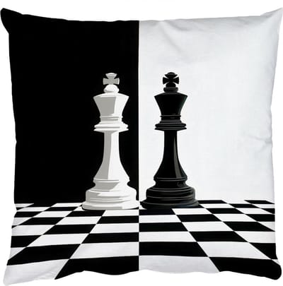 Sierkussens - Kussentjes Woonkamer - 50x50 cm - Schaakstukken - Koning - Geblokt - Zwart