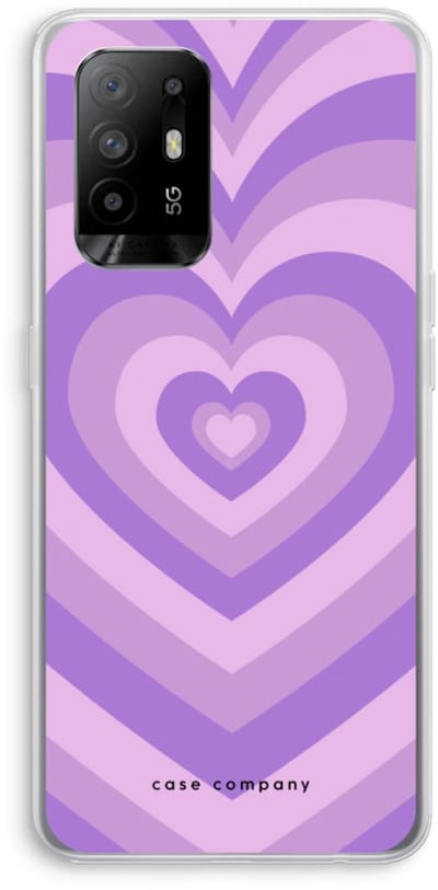 Case Company® - Hoesje geschikt voor Oppo A94 5G hoesje - Hart Paars - Soft Cover Telefoonhoesje - Bescherming aan alle Kanten en Schermrand