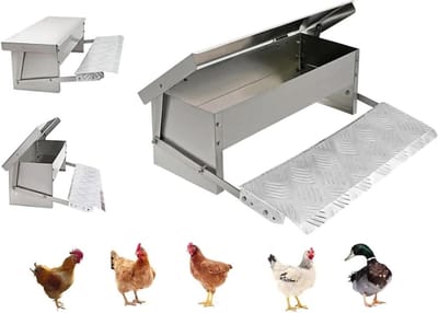 Automatische Voederbak - Gevogelte Voeder - Pluimvee Voeren - Voetbediende Feeder - Grote Capaciteit - Zilver