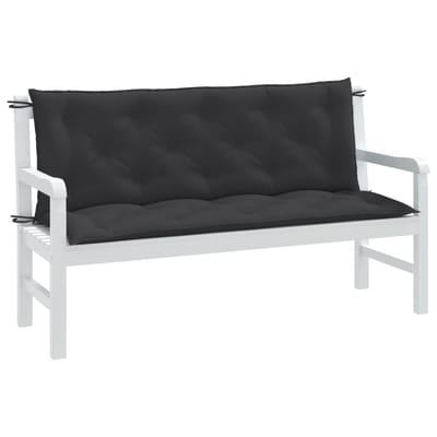 vidaXL - Tuinbankkussens - 2 - st - 150x50x7 - cm - stof - gemêleerd - antracietkleur
